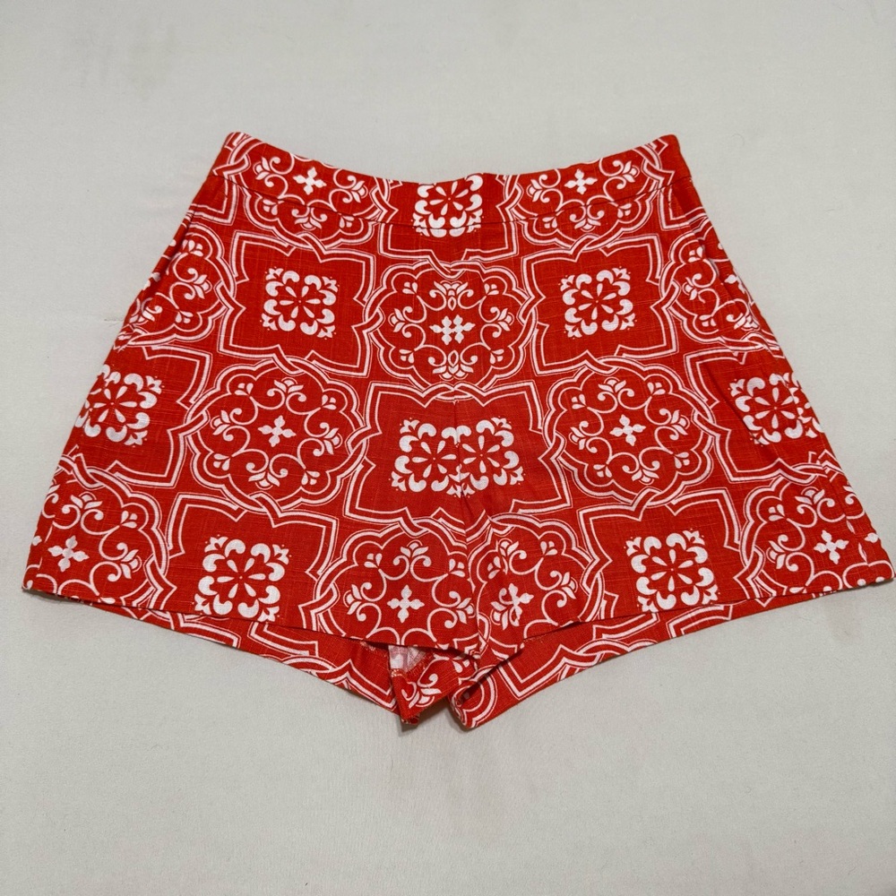 Ann Taylor 6 Petite High-Waist Orange Geometric Patterned Women’s Shorts
